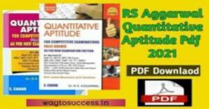 RS Aggarwal Quantitative Aptitude pdf Book English/Hindi